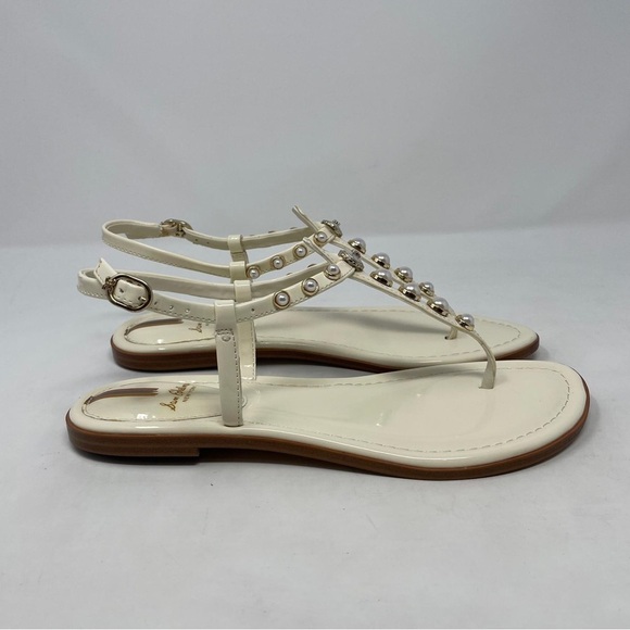 Sam Edelman Gigi Patent Pearl Embellished Thong T- Strap Sandals - NWT - Picture 5 of 11